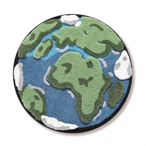 Molesun 100 x 100cm runder Teppich Niedliche Bodenmatte, Mikrofaser-Matte superweicher Schlingenflor rutschfeste Läufermatte für Wohnzimmer, Schlafzimmer und Kinderzimmer, Erde-Design von Molesun