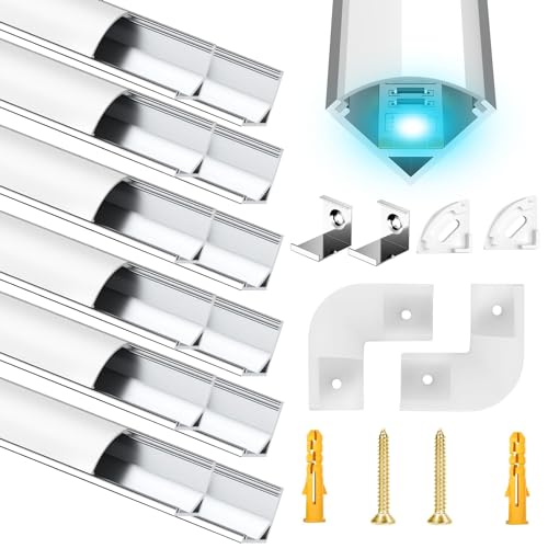 LED Aluminium Profil 12 x 1m LED Aluminium Profil mit Weiß Milchige Abdeckung, Endkappen, und Montageklammer für LED-Streifen (V-profil-silbrig-12m) LED-Streifen Nicht Im Lieferumfang Enthalten LED Aluminium Profil 12 x 1m LED Aluminium Profil mit Weiß Milchige Abdeckung, Endkappen, und Montageklammer für LED-Streifen (V-profil-silbrig-12m) LED-Streifen Nicht Im Lieferumfang Enthalten von Molfanco
