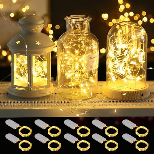 10er Pack Mini Led Lichterkette Mit Batterie 2m 20 Leds Micro Feenlichter Wasserdicht Für Weihnachtsdeko Basteln Tischdeko Laterne Innenausstattung von Molicar