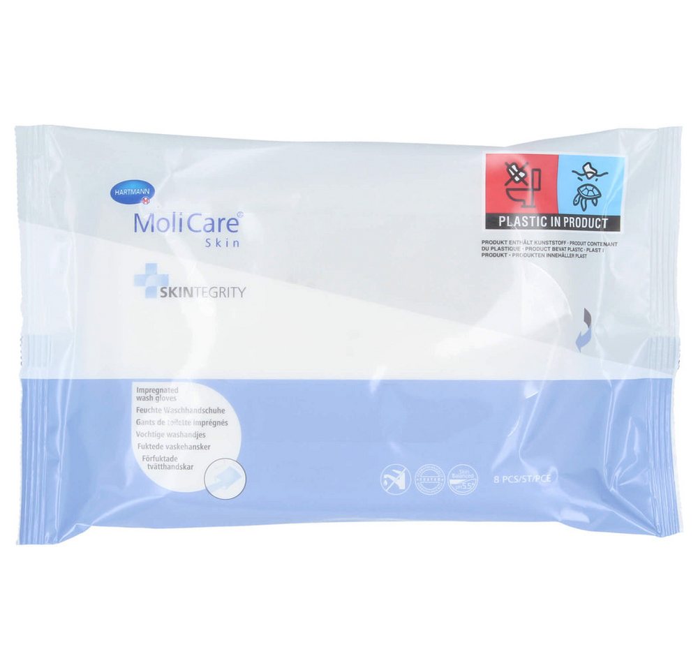 Molicare Kosmetiktücher Skin Feuchte Waschhandschuhe (Spar-Set 8-St. reinigend), Pflegende Formel beruhigt die Haut von Molicare