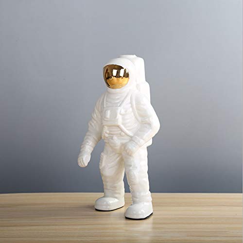 Moligin Ceramic White Astronaut Vase Dekorative Kreative Spaceman Figuren Einzelne Blume Halter Desktop-Dekoration Wohnzimmer Zubehör von Moligin