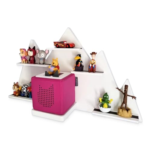 MOLILAND - Sammlervitrine mit Fächern Toniebox| Audiofigurenanzeige Berge | Perfektes Regal fürs Kinderzimmer | Hängeregal Kinderregal | Kinderzimmer | Hängende Ablage für Zubehör und Spielzeug von MOLILAND