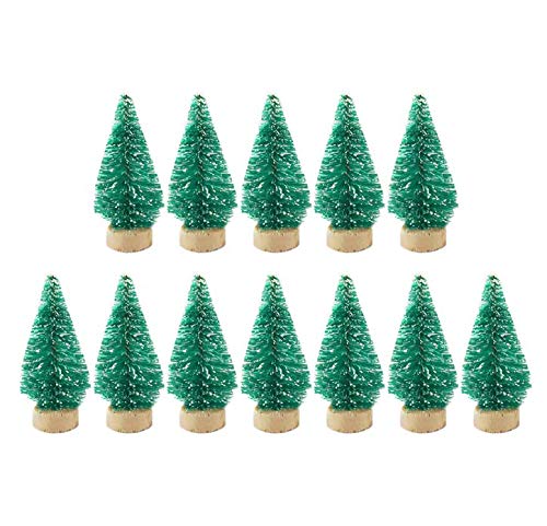 Molinter 12x Mini Weihnachtsbaum Künstlicher Weihnachten Baum Christbaum Tannenbaum mit ständer Weihnachtsdeko Weihnachten Deko Geschenk (Dunkelgrün) von Molinter