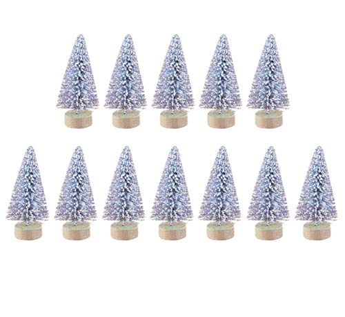 Molinter 12x Mini Weihnachtsbaum Künstlicher Weihnachten Baum Christbaum Tannenbaum mit ständer Weihnachtsdeko Weihnachten Deko Geschenk (Silber) von Molinter