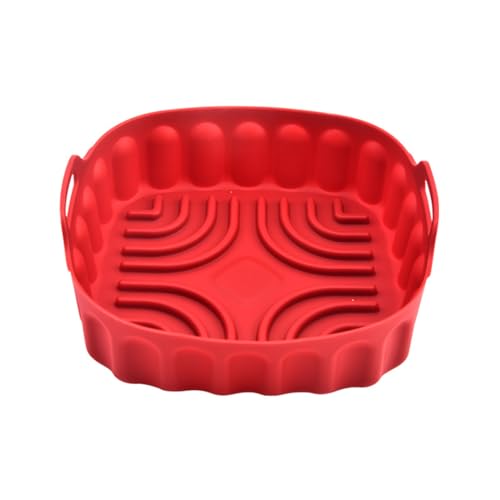 Molinter Air Fryer Silicone Pot Heißluftfritteuse Korb Luftfritteuse Silikonform Quadrat Backblech Backmatte 2 Stück (Rot, 17x6.5x5cm) von Molinter