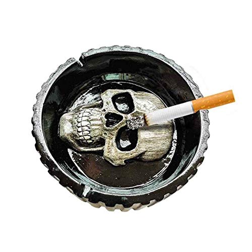 Molinter Aschenbecher Schädel Totenkopf Halloween Skull Harz Handwerk Für Home Halloween Ornament Dekoration Geschenk (Schwarz) von Molinter