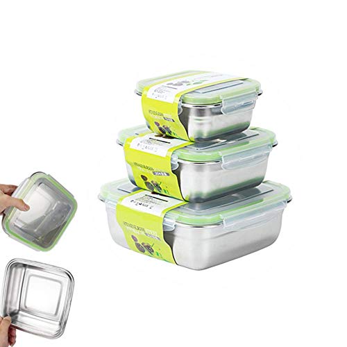 Molinter Brotdose Lunchbox Edelstahl Auslaufsicher Frühstücksbox Kinder Brotzeitbox Versiegelte Bento Box Proviantdose Frischhaltedose (550ML) von Molinter