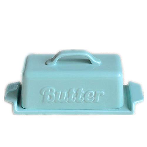 Molinter Butterdose Porzellan Butter Dish Butterbehälter Butterbox für Haushalt Küche Butterschale mit Deckel Bambus Teller (L(16.5x12)) von Molinter