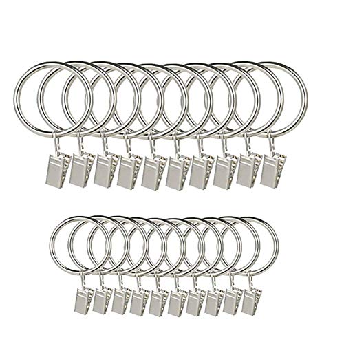 Molinter Gardinenhaken Gardinenringe Vorhangringe mit Clips Vorhang Clip für Seilspanngarnitur Seilspanner Seilspannsystem 20PCS (Innendurchmesser-25mm) von Molinter