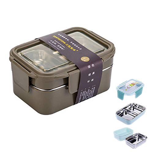 Molinter Lunch-Boxen Brotdose Edelstahl Auslaufsicher Frühstücksbox Kinder Brotzeitbox Versiegelte Bento Box Proviantdose Frischhaltedose (Dunkelgrün) von Molinter