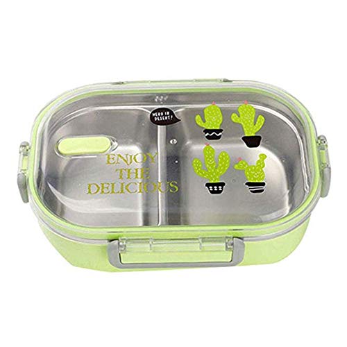 Molinter Lunch-Boxen Brotdose Edelstahl Auslaufsicher Frühstücksbox Kinder Brotzeitbox Versiegelte Bento Box Proviantdose Frischhaltedose (Grün) von Molinter