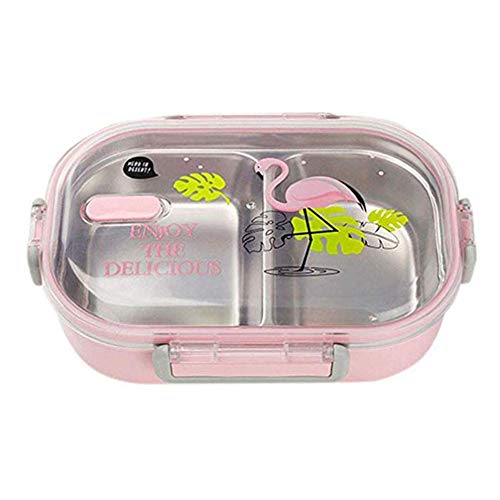 Molinter Lunch-Boxen Brotdose Edelstahl Auslaufsicher Frühstücksbox Kinder Brotzeitbox Versiegelte Bento Box Proviantdose Frischhaltedose (Rosa) von Molinter