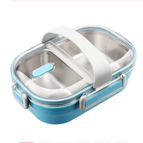 Molinter Lunchbox Brotdose Edelstahl Auslaufsicher Frühstücksbox mit Griff Kinder Brotzeitbox Versiegelte Bento Box Proviantdose Frischhaltedose (Blau) von Molinter