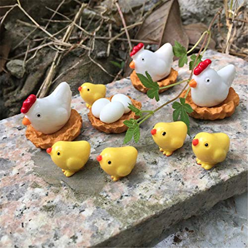 Molinter Mini Gartendeko Puppe Micro Landschaft Küken Familie Ornament aus Harz für Puppenhaus Puppenhausmöbel Gartenmöbel Deko Garten 15 Stücke/Set von Molinter
