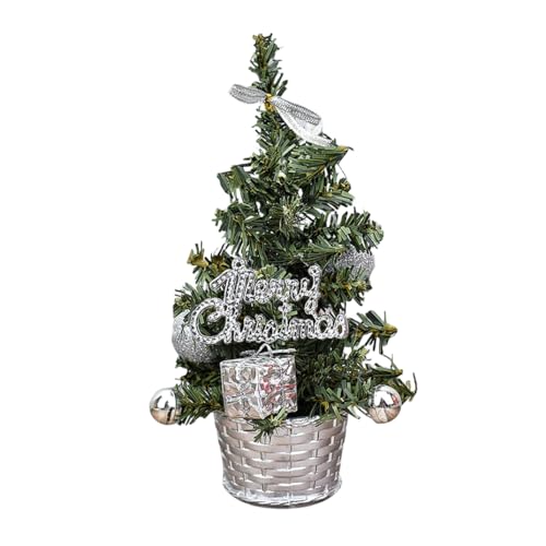Molinter Mini Weihnachtsbaum Desktop-weihnachtstopfpflanze Topfblumendekor Künstliche Weihnachtsbaum mit Weihnachtsball (Silber) von Molinter