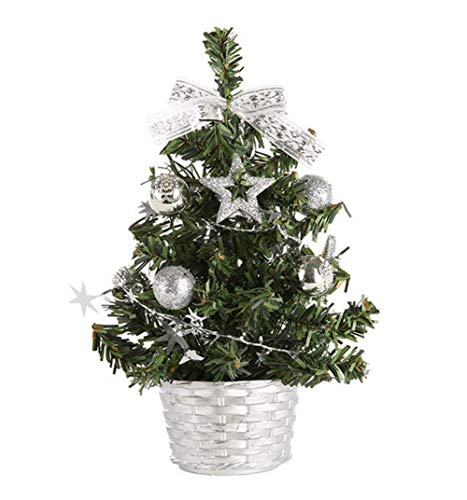 Molinter Mini Weihnachtsbaum Künstlicher Weihnachten Baum Christbaum Tannenbaum mit ständer Weihnachtsdeko Weihnachten Deko Geschenk (Silber) von Molinter
