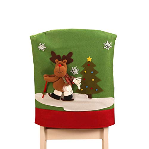 Molinter Stuhlhusse Weihnachten Stuhlüberzug Stuhlbezug Nikolaus Stuhlabdeckung für Weihnachtstisch Esszimmer Haus Dekoration (Elk) von Molinter