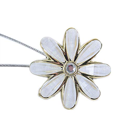 Molinter Vorhang Raffhalter Magnetisch Vorhangseil Clip Halter Holdbacks Blume Gardinenklammern mit Starken Magnet für Heimtextilien 2 Stück (Beige) von Molinter