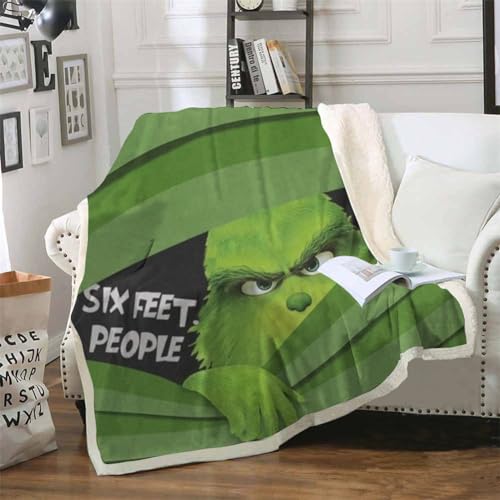 Molinter Weihnachten Flanelldecke Grinch Warme Decke Flanell Couchdecke Sofadecke für alle Jahreszeiten (A, 150x200cm) von Molinter