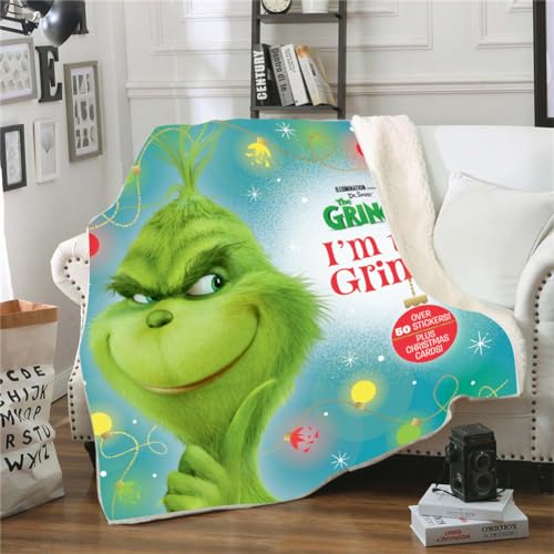Molinter Weihnachten Flanelldecke Grinch Warme Decke Flanell Couchdecke Wohnzimmerdecke für alle Jahreszeiten (I, 150x200cm) von Molinter