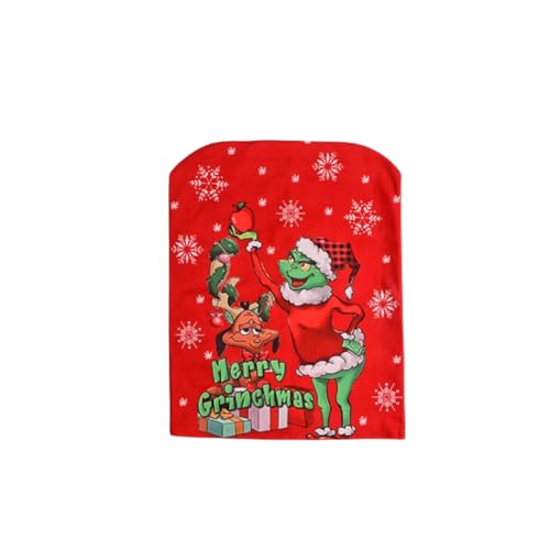 Molinter Weihnachten Stuhlhussen Grünhaariges Monster Grinch Abnehmbare Stretch Stuhlbezug Rot Gitter Chair Cover Beschütze für Partys Bankett (A) von Molinter