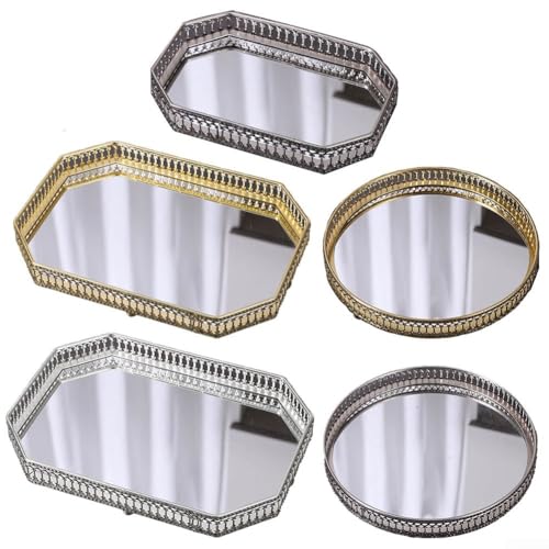1 Eitelkeitsspiegelschale Leichte Luxusspiegel -Metallschale Schmucktablett Spiegelmetallschale (D) von Moliuoly