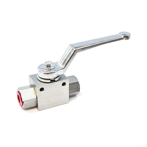 2-Wege Hydraulikkugelhahn Hochdruck Kugelhahn aus Kohlenstoffstahl 500 bar mit Nitril-Acetal-Dichtung für Wasser Öl Gas BSP-G1/4 G3/8 G1/2 G3/4 Manuelle Steuerung -20°C bis +100°C Silber(G3/4) von Moliuoly