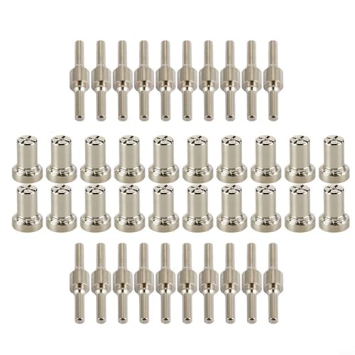 40-teiliges Plasma-Schneidbrenner-Verbrauchsmaterial-Set aus Metall für PT31 Taschenlampe, kompatibel mit CUT30/CUT40/CUT50/CUT60 40A Plasma-Schneider, lange Spitzen und Düsen von Moliuoly