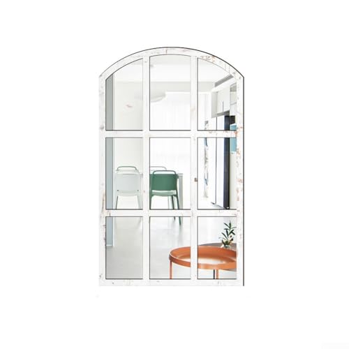 Acrylspiegel Wandaufkleber Halbmondfenster Kreatives Wanddekor Selbstklebend Holzrahmen Dekorative Spiegelfolie 44x27cm Für Wohnzimmer Schlafzimmer Flur Modernes Heimdesign(White) von Moliuoly
