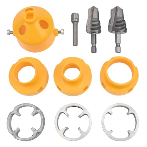 Doppelendiges PVC Rohr Gewindeschneider Werkzeug für 4-Punkt und 6-Punkt Kompatibel Effizientes Gewindeschneiden Benutzerfreundlich Für Handbohrmaschine 1/2 Zoll 3/4 Zoll Gelb Silber von Moliuoly