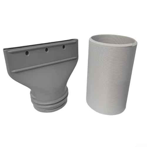 Flacher Klimaanlagen Abluftschlauch Adapter 130 mm Innenanschluss 150 mm Außenanschluss mit 1,5 m Abluftschlauch Kunststoff Grau für Fenster- und Mobile Klimageräte sowie Wohnwagen von Moliuoly