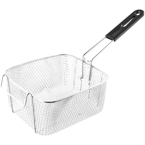 Frittierkorb Edelstahl Abtropfsieb Abnehmbares Design Kunststoffgriff Für Huhn Fisch Pommes Schnelles Braten Passend Für Fritteusen 10L 20L Spülmaschinenfest Professionelle Küche Silber von Moliuoly