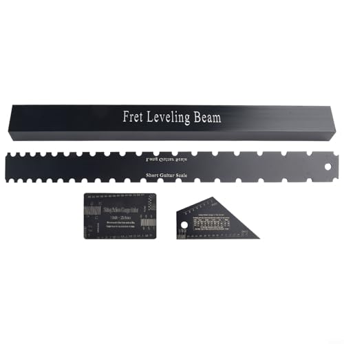 Gitarrenbauer Werkzeug Set 4-teilig Edelstahl Guitar Neck Straight Edge Lineal Bund Leveling Beam Saitenmaß Bundwippe Professionelle Wartung Reparatur für E-Gitarren Akustikgitarre Schwarz von Moliuoly