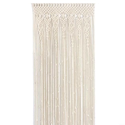 Handgewebter Türvorhang Wandteppich für Fenster Tür Hochzeit Hintergrund Dekoration Baumwolle Boho Stil 90x180cm 95x200cm 100x200cm Beige(100x200cm) von Moliuoly