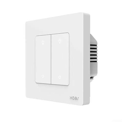 Intelligenter Für Zigbee Lichtdimmer Schalter 1–3 Gang Mit App Sprachsteuerung, Stufenlose Helligkeitsregelung, Zeitplan Funktion, Mehrfachbedienung, Speicher Stromausfall, ABS Gehäuse(white 2 Gang) von Moliuoly