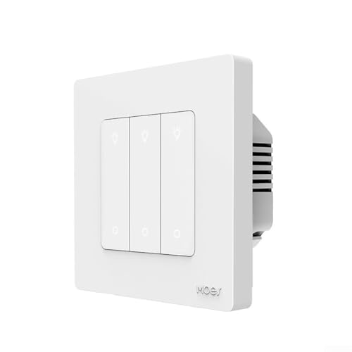 Intelligenter Für Zigbee Lichtdimmer Schalter 1–3 Gang Mit App Sprachsteuerung, Stufenlose Helligkeitsregelung, Zeitplan Funktion, Mehrfachbedienung, Speicher Stromausfall, ABS Gehäuse(white 3 Gang) von Moliuoly