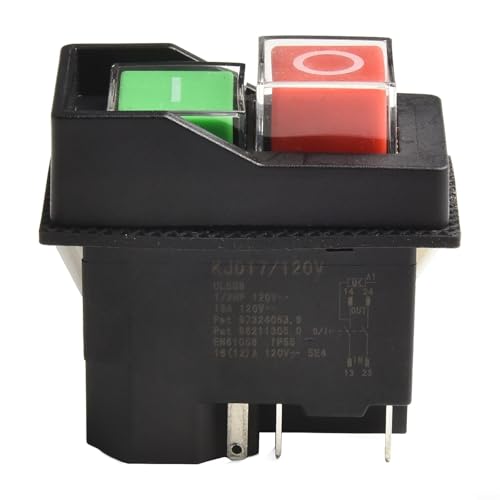 KJD17 Drucktastenschalter 120V 5Pin 16A Elektromagnetischer Schalter für Gartengeräte Werkzeugmaschinen Industrielle Anwendungen Silber-Nickel-Legierung Kontakte von Moliuoly