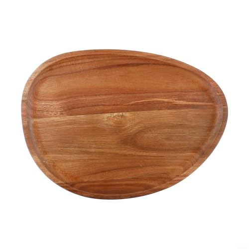 Massivholz Servierteller und Tablett Natürlich Holzfarbe Multifunktionales Tablett für Snacks Süßigkeiten Dessert Kuchen Obst Unregelmäßige Form Elegante Dekoration für Küche und Tisch(20 * 28) von Moliuoly