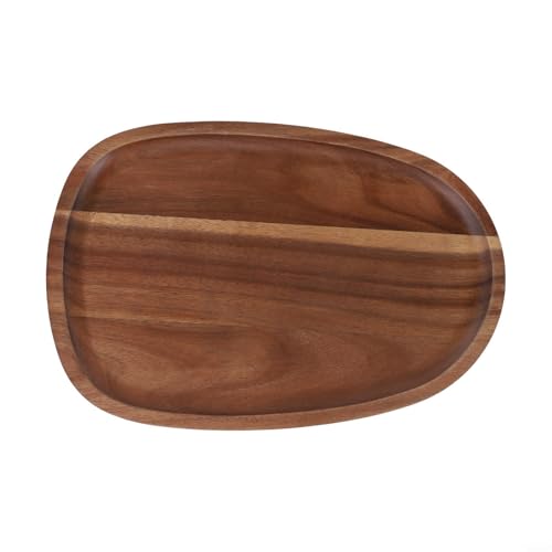 Massivholz Servierteller und Tablett Natürlich Holzfarbe Multifunktionales Tablett für Snacks Süßigkeiten Dessert Kuchen Obst Unregelmäßige Form Elegante Dekoration für Küche und Tisch(30.5 * 20) von Moliuoly