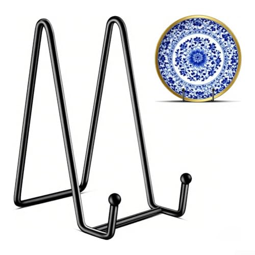 Metall Quadrat Rahmen Staffelei Ständer 6 Zoll Schwarz Matt – Robuster Tisch Aufsteller für Teller, Fotos, Bücher und Schallplatten, Vielseitiger Dekohalter für Zuhause(Black) von Moliuoly