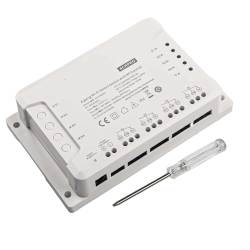 Moliuoly 4CH PRO R3 Intelligenter 4-Kanal WLAN Schalter Mit 433MHz RF Fernbedienung, Sprachsteuerung, App-Steuerung Über Für EWeLink, Timerfunktion, IP44 Wassergeschützt, Fernzugriff von Moliuoly