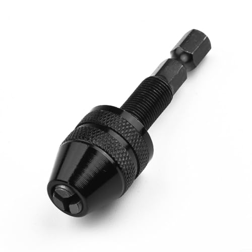 Schnellspann Bohrfutter 1/4 Zoll Sechskant Adapter für Bohrmaschinen Bits Werkzeughalter Aluminiumlegierung Schwarz 0,3-8mm Spannbereich(0.3-6.5mm) von Moliuoly