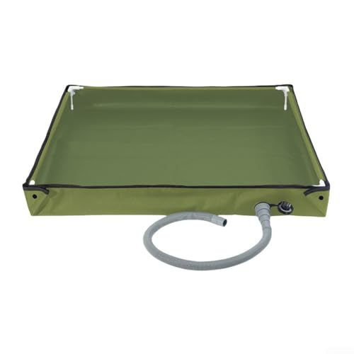 Tragbare Klappbare Duschbasis mit Ablauf für Wohnmobil, Garten, Outdoor Dusche - PVC Material 80x80x10cm - Rutschfest Wasserdicht - Camping Duschwanne Schwarz Grün(Green) von Moliuoly