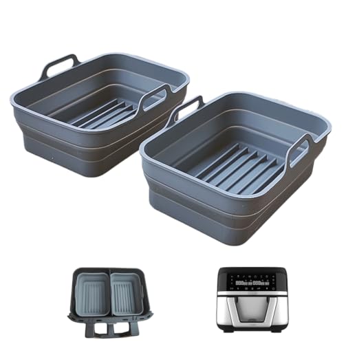 Moljaus Silikonformen für Fritteuse 4,5 L faltbar | Doppelte Fritteusenzubehör | Kompatibel mit Cecotec Fritteuse und mehr | Airfryer Zubehör sicher und BPA-frei von Moljaus