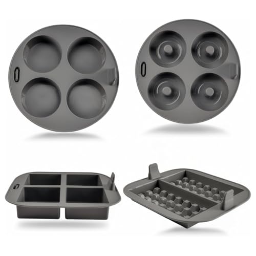 Set mit 4 Silikonformen für Luftfritteuse – Wiederverwendbares Antihaft-Zubehör | Formen für Cupcakes, Donuts, Brownies und Waffeln | Backofen und Airfryer geeignet, hitzebeständig Set mit 4 Silikonformen für Luftfritteuse – Wiederverwendbares Antihaft-Zubehör | Formen für Cupcakes, Donuts, Brownies und Waffeln | Backofen und Airfryer geeignet, hitzebeständig von Moljaus