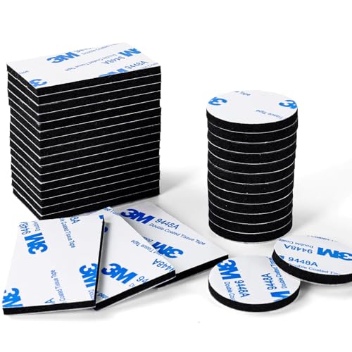 Molkor 3mm Dick Klebepads Doppelseitig Extra Stark,70 Stück Schaumstoff Doppelseitige Klebepads, Wasserfeste Montagepads für Zuhause Büro Auto Schule (Schwarze) von Molkor