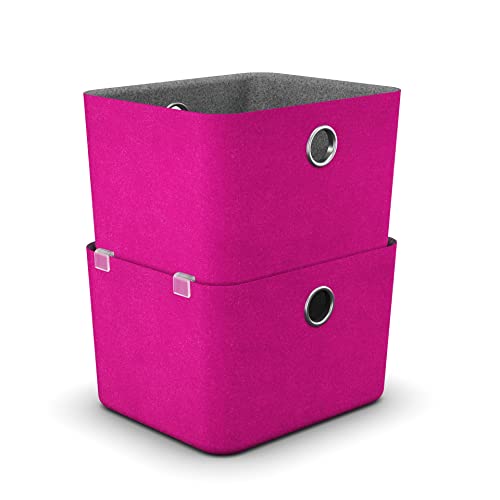 Moll Basket SQ 130, Kinderschreibtisch Zubehör, Filzbox-Set 2 Stück, Aufbewahrungsbox von Utensilien, Aufbewahrung für Utensilien in verschiedenen Farben, Pink von Moll