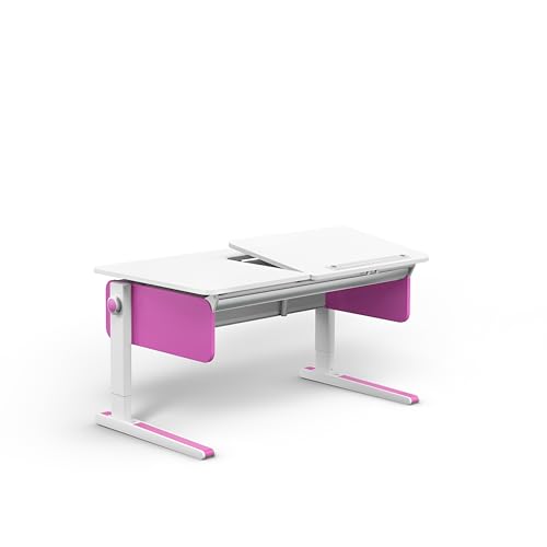 Moll Champion Right Up Kinderschreibtisch höhenverstellbar | mitwachsend & ergonomisch mit geteilter, neigbarer Tischplatte & gerundeten Ecken | ideal für Schulkinder | Made in Germany (Soft-Pink) von Moll