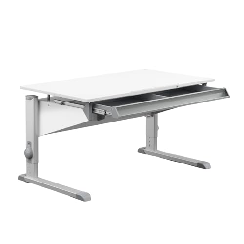 Moll Sprinter Kinderschreibtisch höhenverstellbar | mitwachsend, ergonomisch & neigbar für aufrechtes Sitzen | ideal für Schulkinder | Schreibtisch weiß optional mit Schublade | Made in Germany von Moll