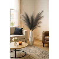 Graues Künstliches Pampasgras 120 cm - Hohe Künstliche Stiele Für Bodenvasen Flauschige No-Shed Boho-Wohnkultur Neutrales Styling Kostenloser von MollieGifts